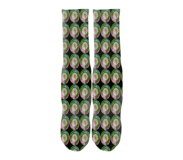 Men's, women's colorful allover socks in the colors of nature