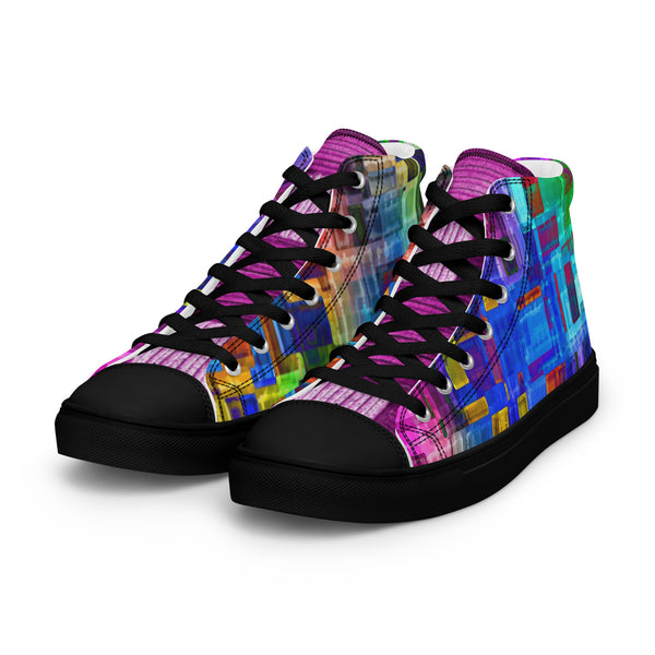 Men’s colorful high top canvas shoes - Lilac Breasted Roller