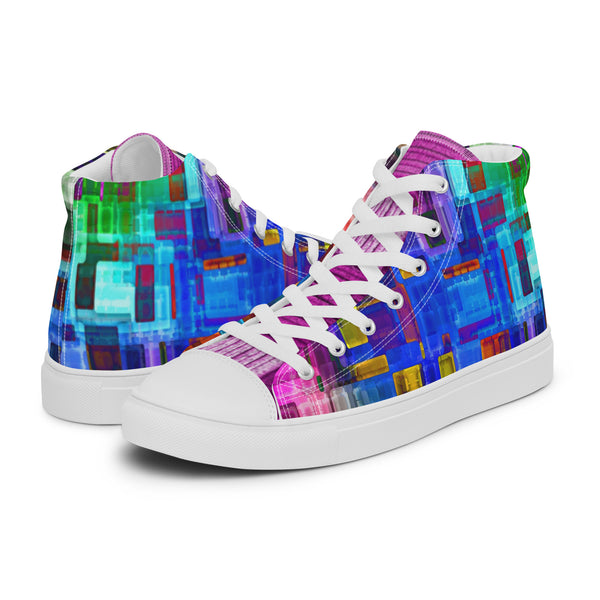 Men’s colorful high top canvas shoes - Lilac Breasted Roller