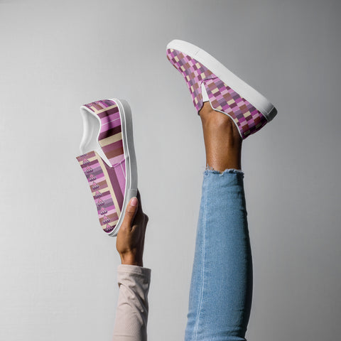 Women’s colorul slip-on canvas shoes - Pink Meadow Grasshopper