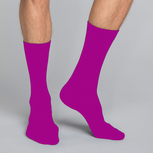 Men's casual crew socks in unique funky colorful design celebrating food, fitness, fashion, fun
